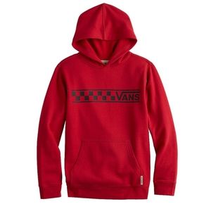 Vans® Red Check Classic Wordmark Hoodie Boys L New
